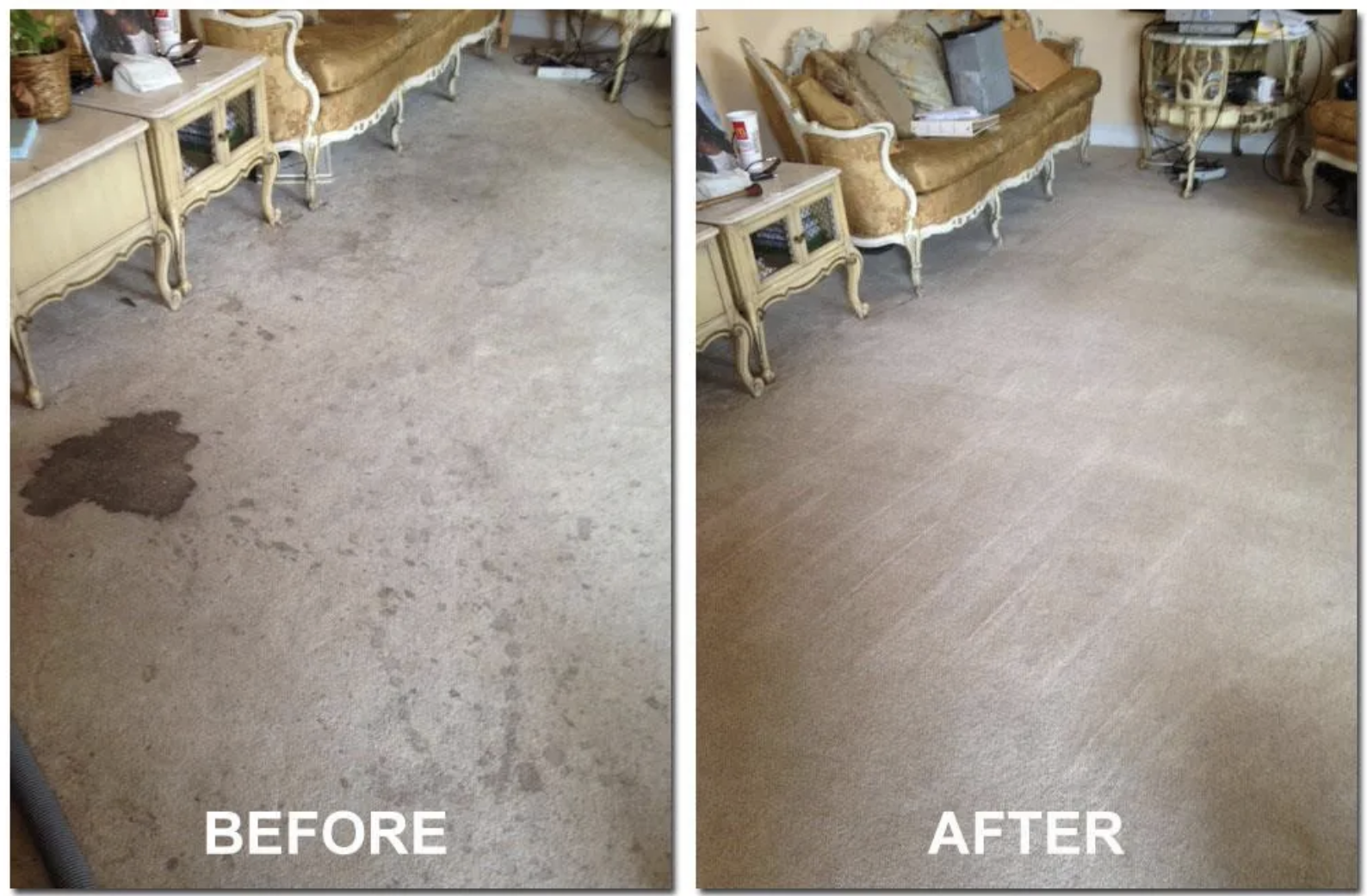 Before and after Chem-Dry carpet cleaning in VA Beach
