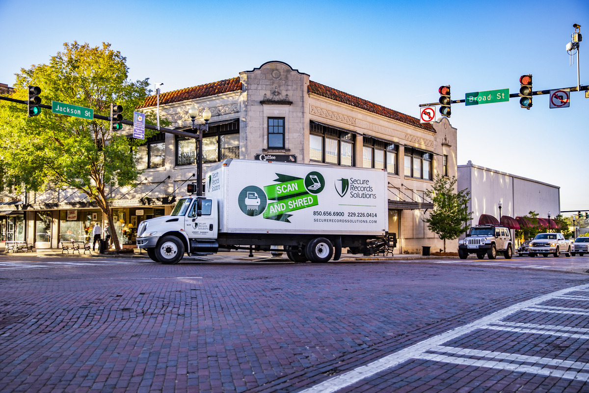 SRS mobile shredding truck out on the town