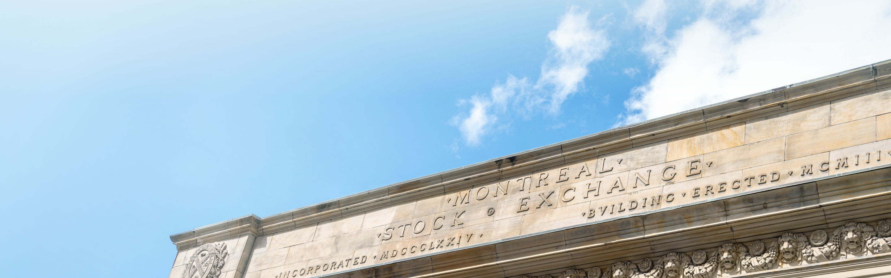 A close up of the Montreal Stock Exchange building.