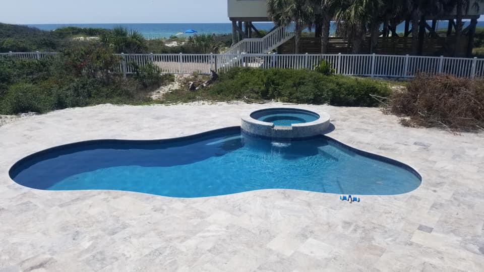 Freeform Pool with Spa and Decking