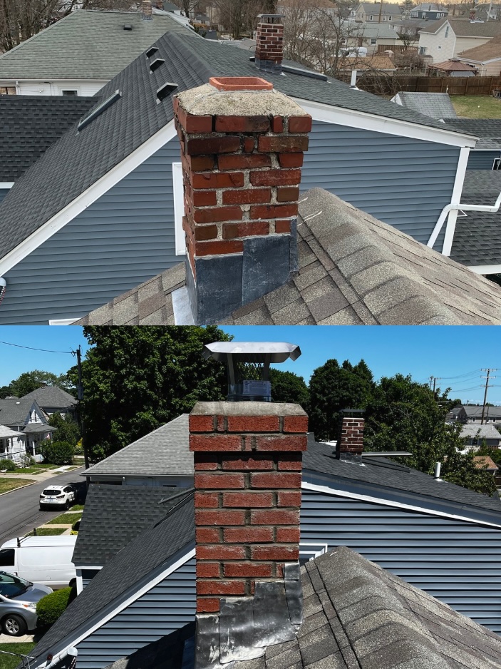 Before-and-after chimney masonry repair