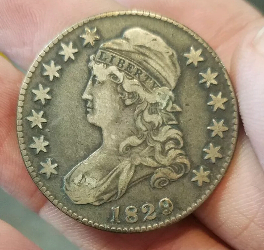 Old bust half dollar in circulated condition