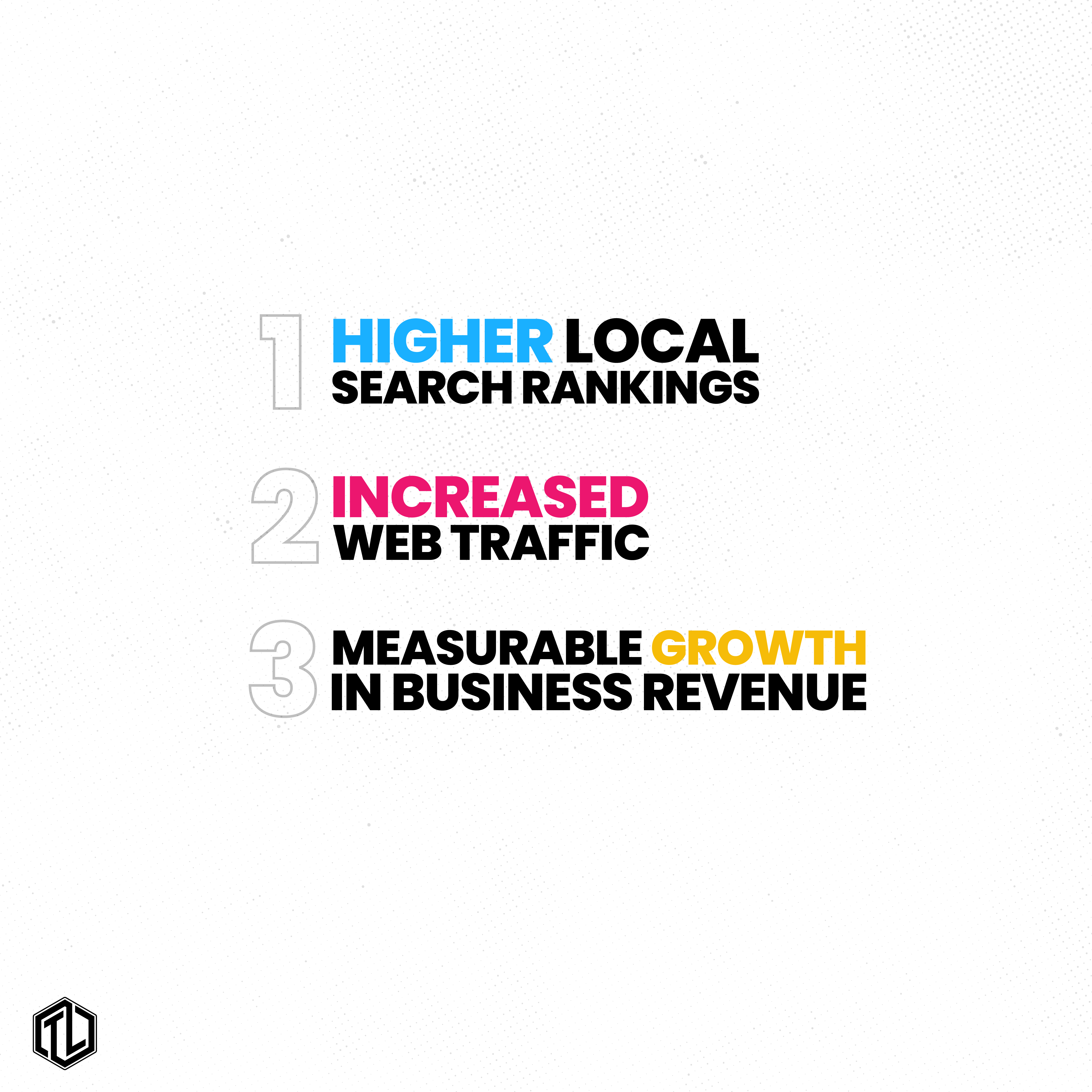 Tier Level specializes in helping our clients establish an outstanding online presence, using a broad range of strategies to drive measurable results. When you partner with us, you can expect success to look like significantly higher local search rankings, increased web traffic, and measurable growth in your business revenue. â