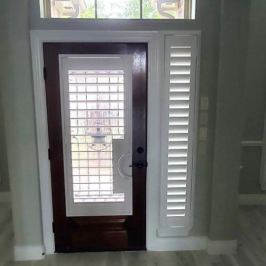 Shutter the front door! Our Shutters are an ideal window treatment for your entrance - as you can see at this home in Katy, Texas! You can have ultimate privacy, or open up enough to have a peek at who is on your doorstep - ideal.