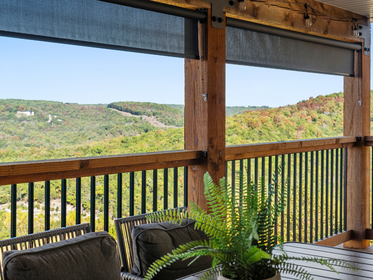 Exterior solar shades on patio