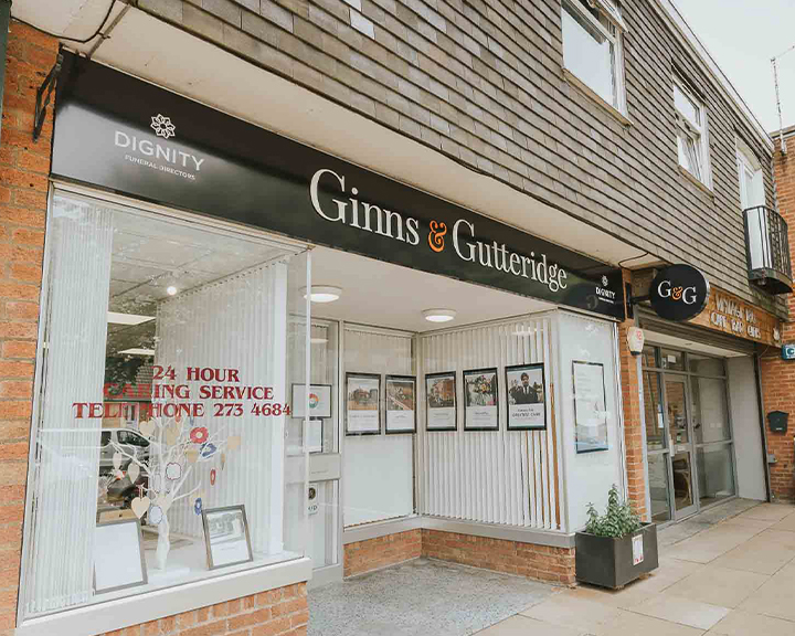 Ginns & Gutteridge funeral home on Main Street in Evington Ginns & Gutteridge Funeral Directors Evington 01162 734684