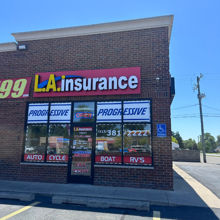 Exterior of the L.A. Insurance Agency located at 19351 Ecorse Rd. in MI
