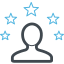 Silhouette with stars surrounding it icon.