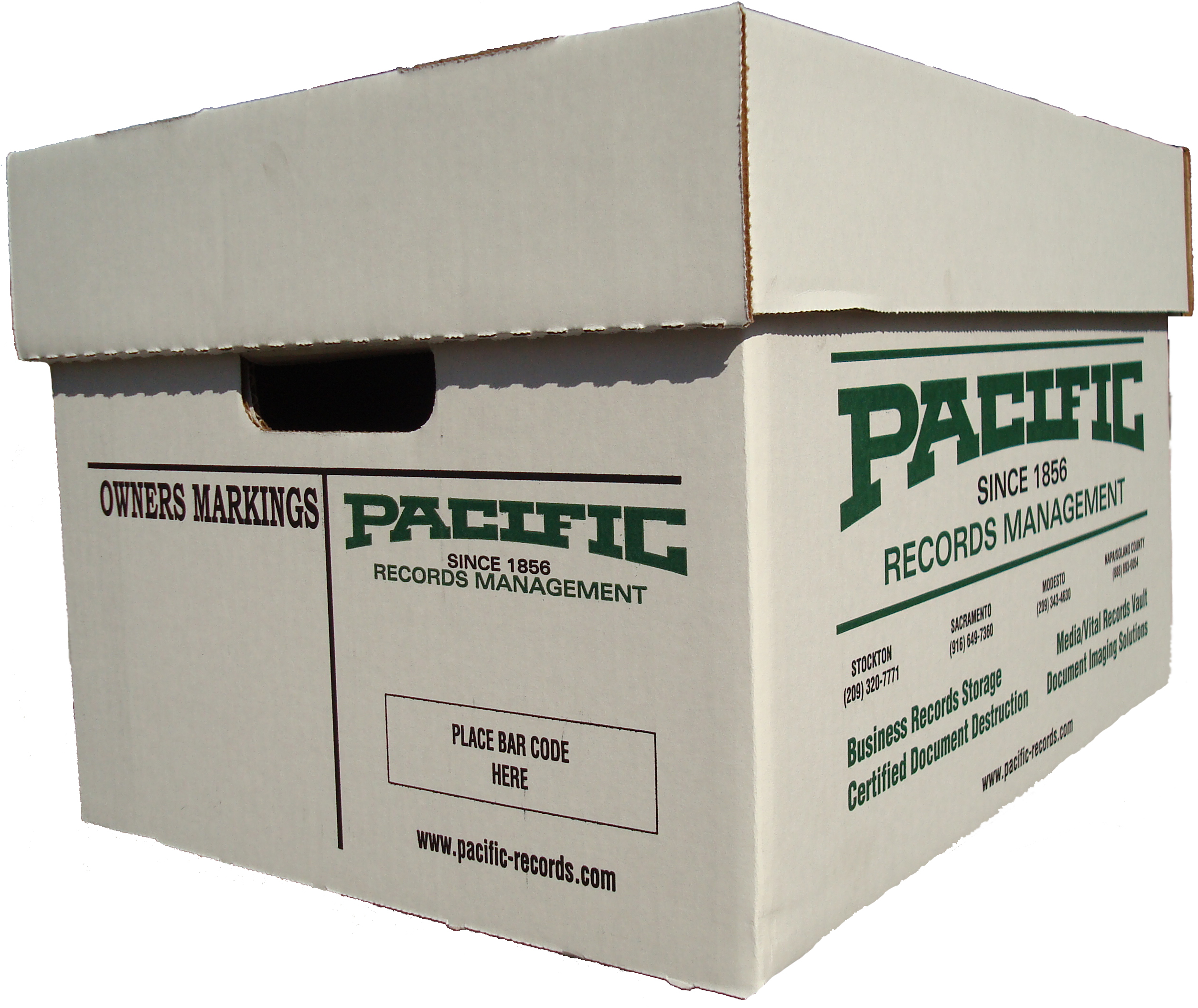 Pacific Records Management-branded records storage carton