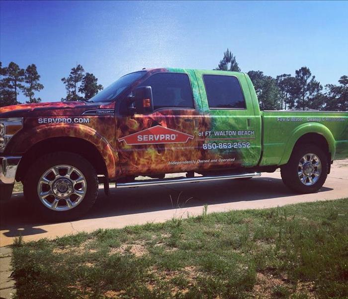 SERVPRO of Fort Walton Beach has a new vehicle added to our Green Fleet, and you can&amp;#39;t miss this truck on the road. As the paint job screams out--we do both fire and water damage restoration. Just make the call.