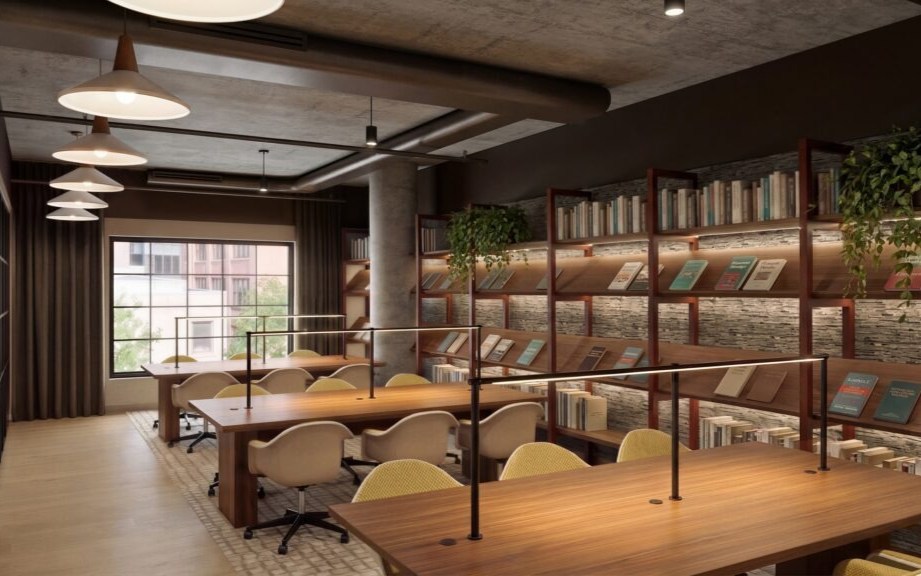 Full Coworking & Library Floor Plus Private Study Rooms, Meeting Rooms & Work Suites