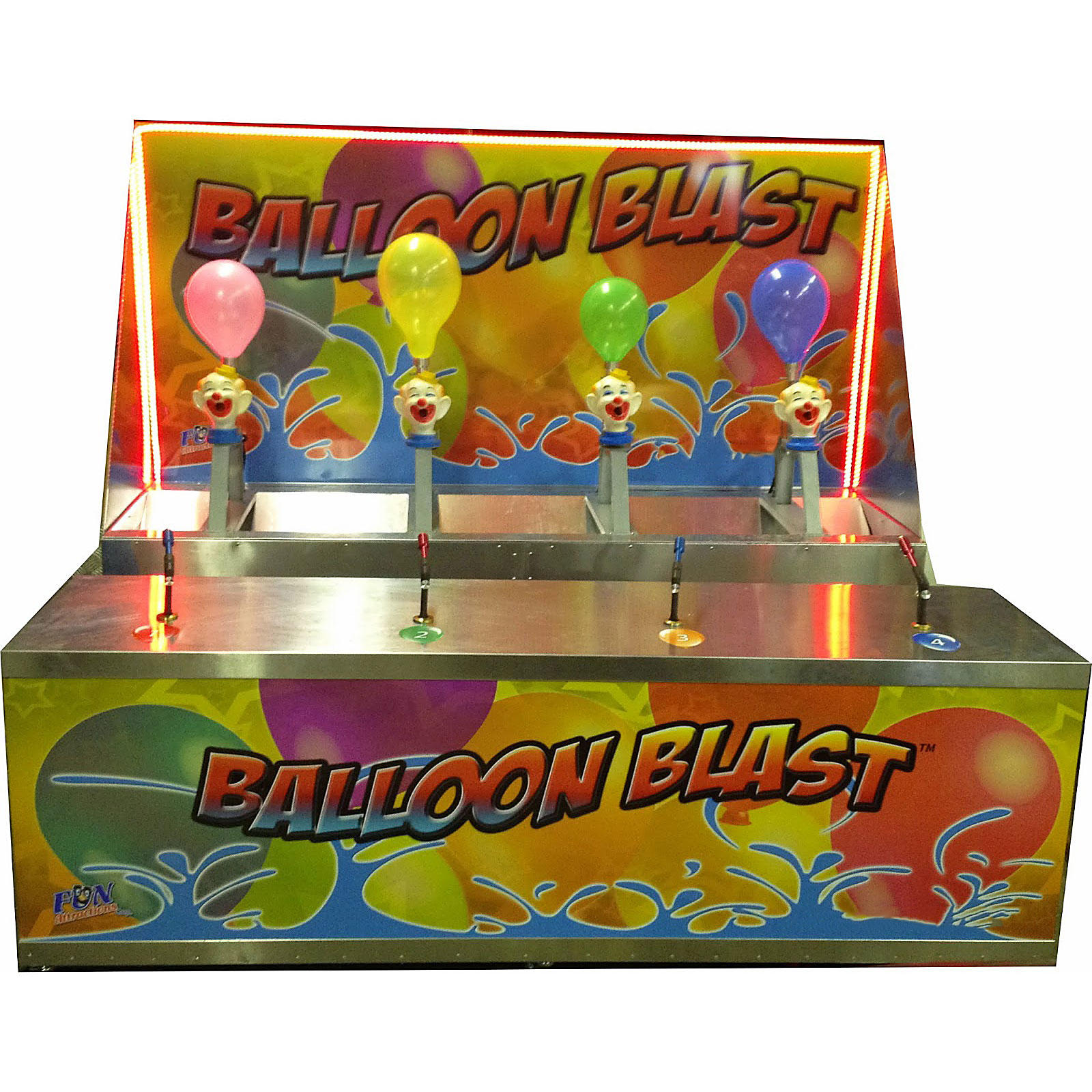 Carnival classic party rental .....Jump And Slide has your favorite carnival game.Water gun race by shooting water into the clowns mouth.1-4 players race to fill up the balloon with water.First person to make the bell go off is the winner.
Jump And Slide has all your party rentals found in one place