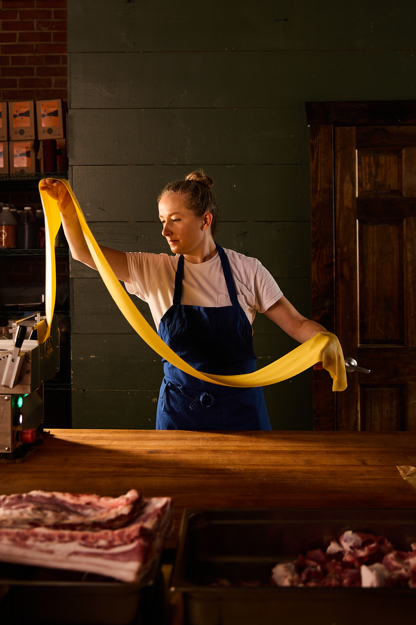 House made pasta in preparation at Rolf and Daughters. The kitchen sits inside the historic Werthan  