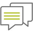 Overlapping speech bubbles icon.