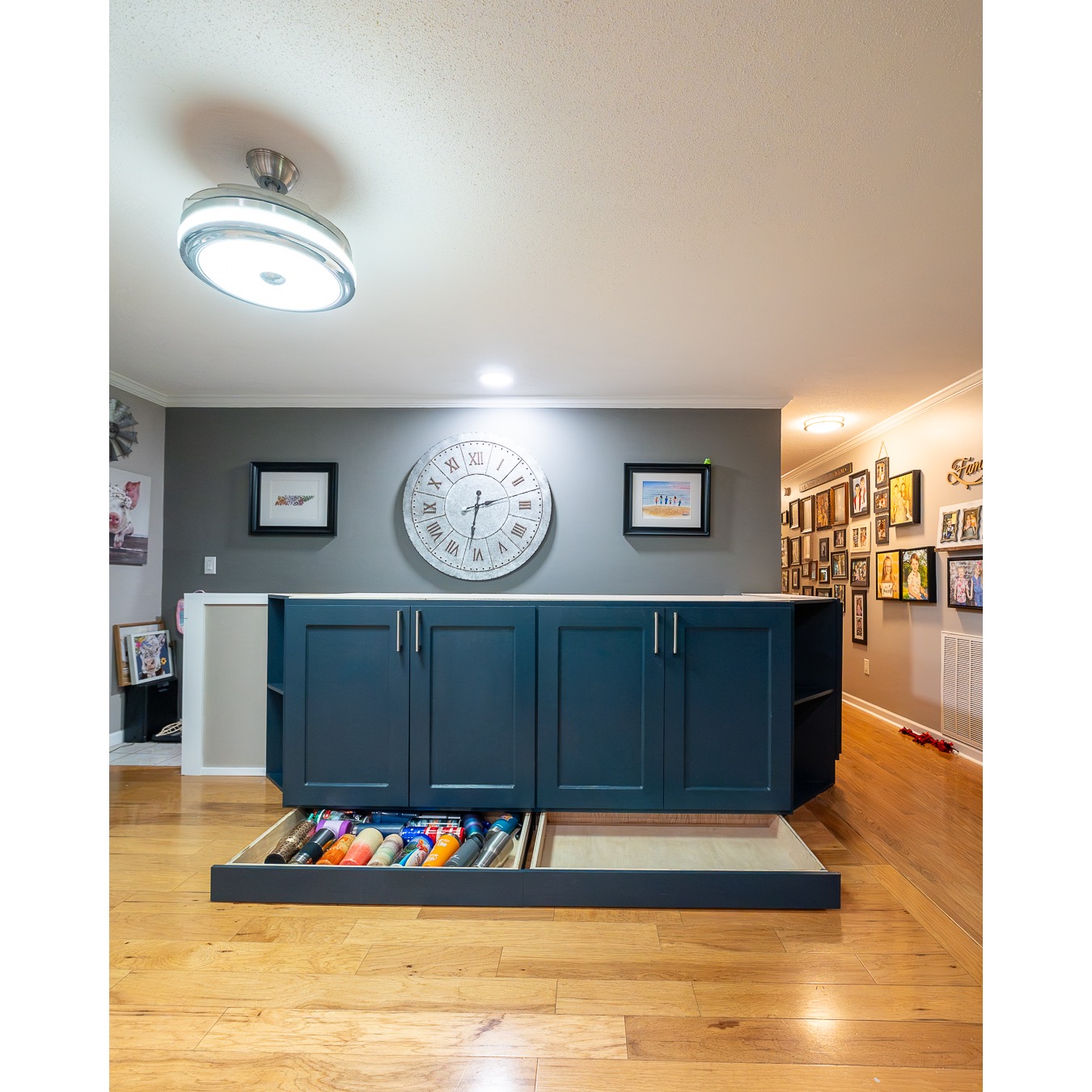 Overall Home Repair custom kitchen bar with toe touch drawers in Clinton Tennessee. 