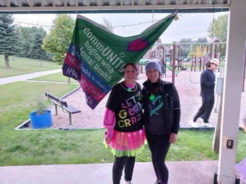 Rhonda and Jen joined the Suicide Prevention Out of the Darkness Walk in Harvey, ND, this past Saturday at Centennial Park. We’re grateful for their support of suicide prevention and mental health awareness in our community