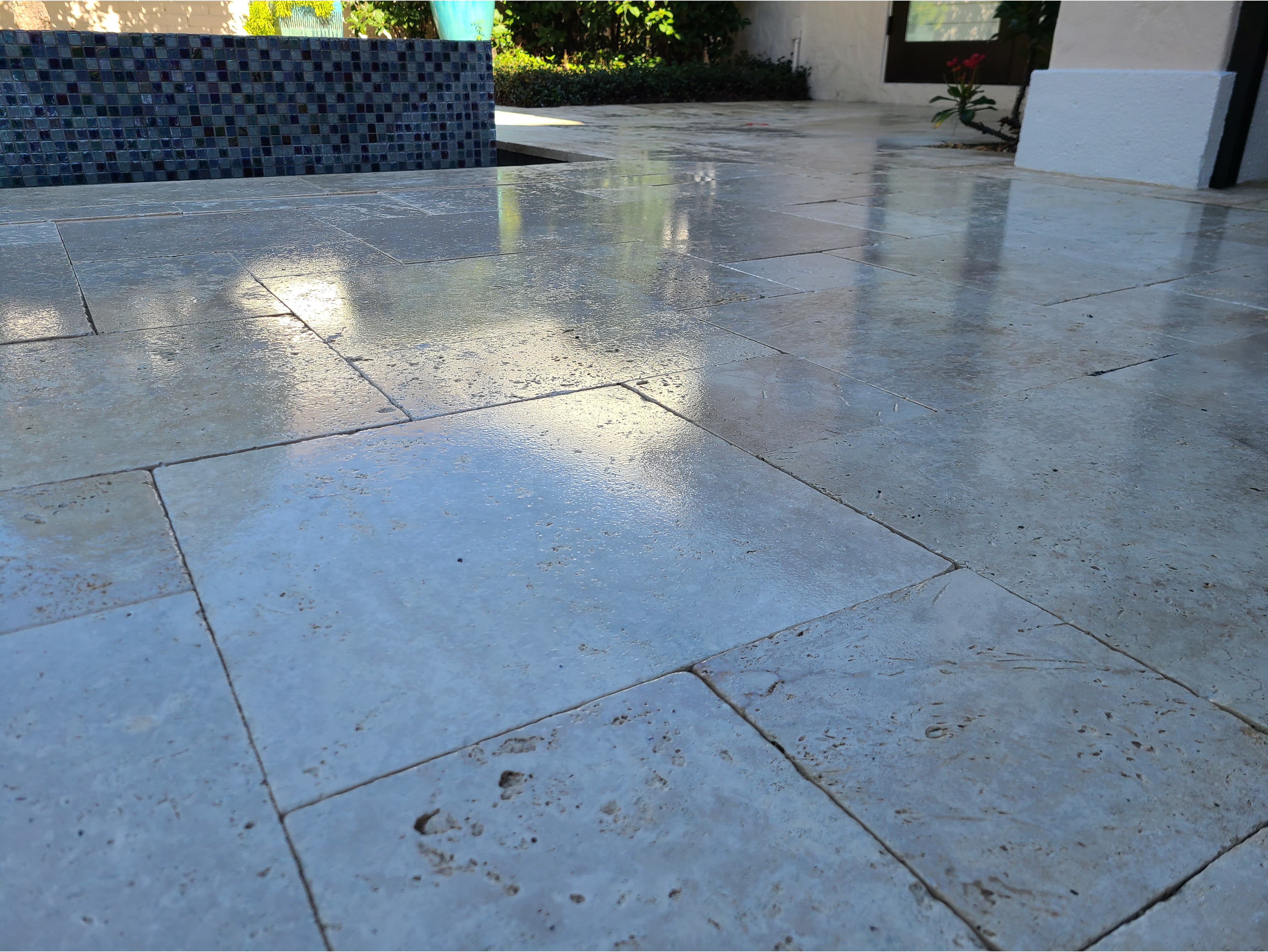 Travertine sealing project in Winter Park, FL.