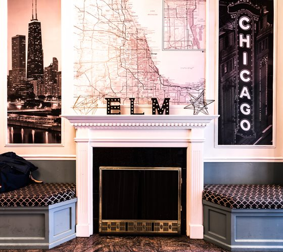 Lobby Fireplace 14 West Elm Apartments Chicago (312)944-5700