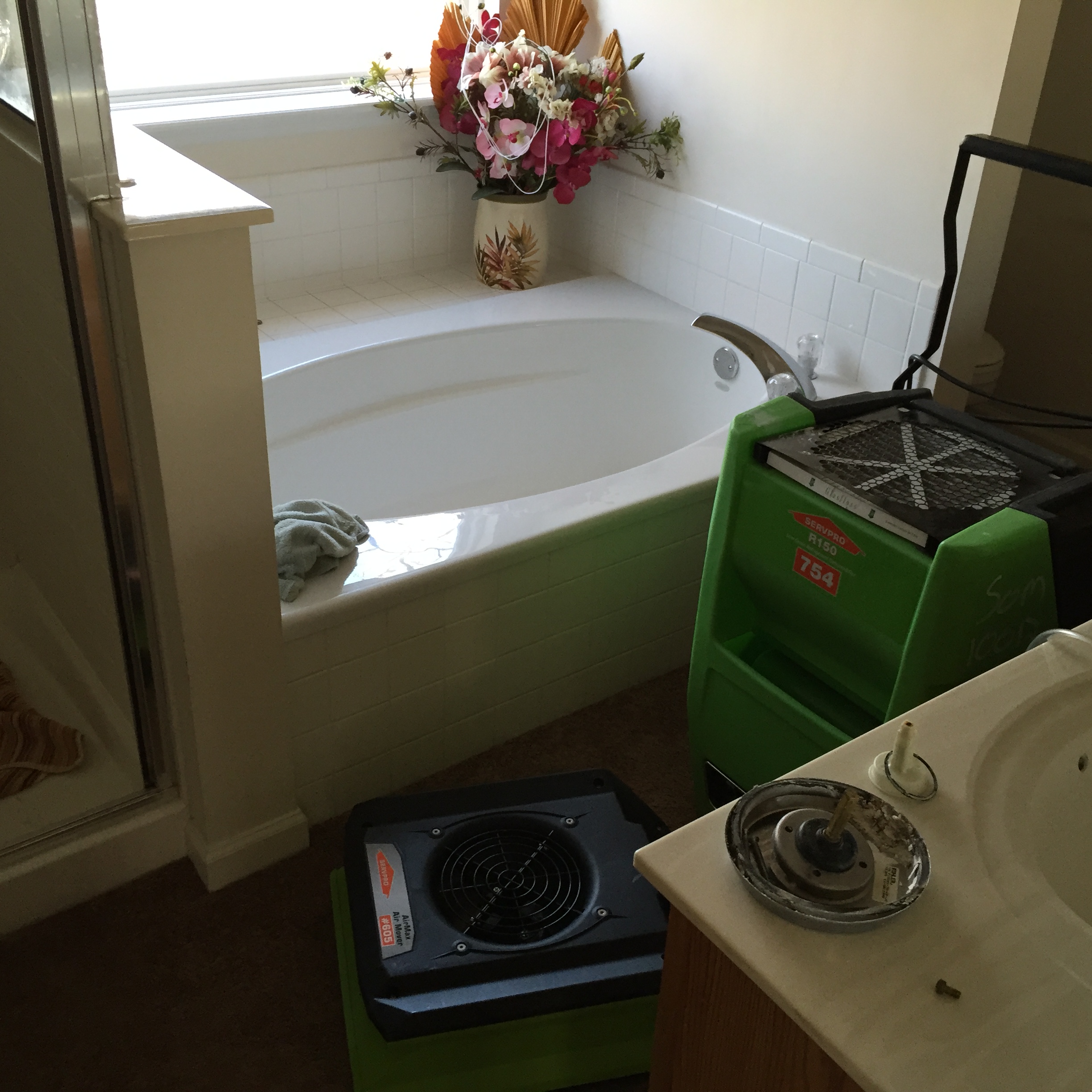 The SERVPRO equipment is up and running during a residential water restoration.