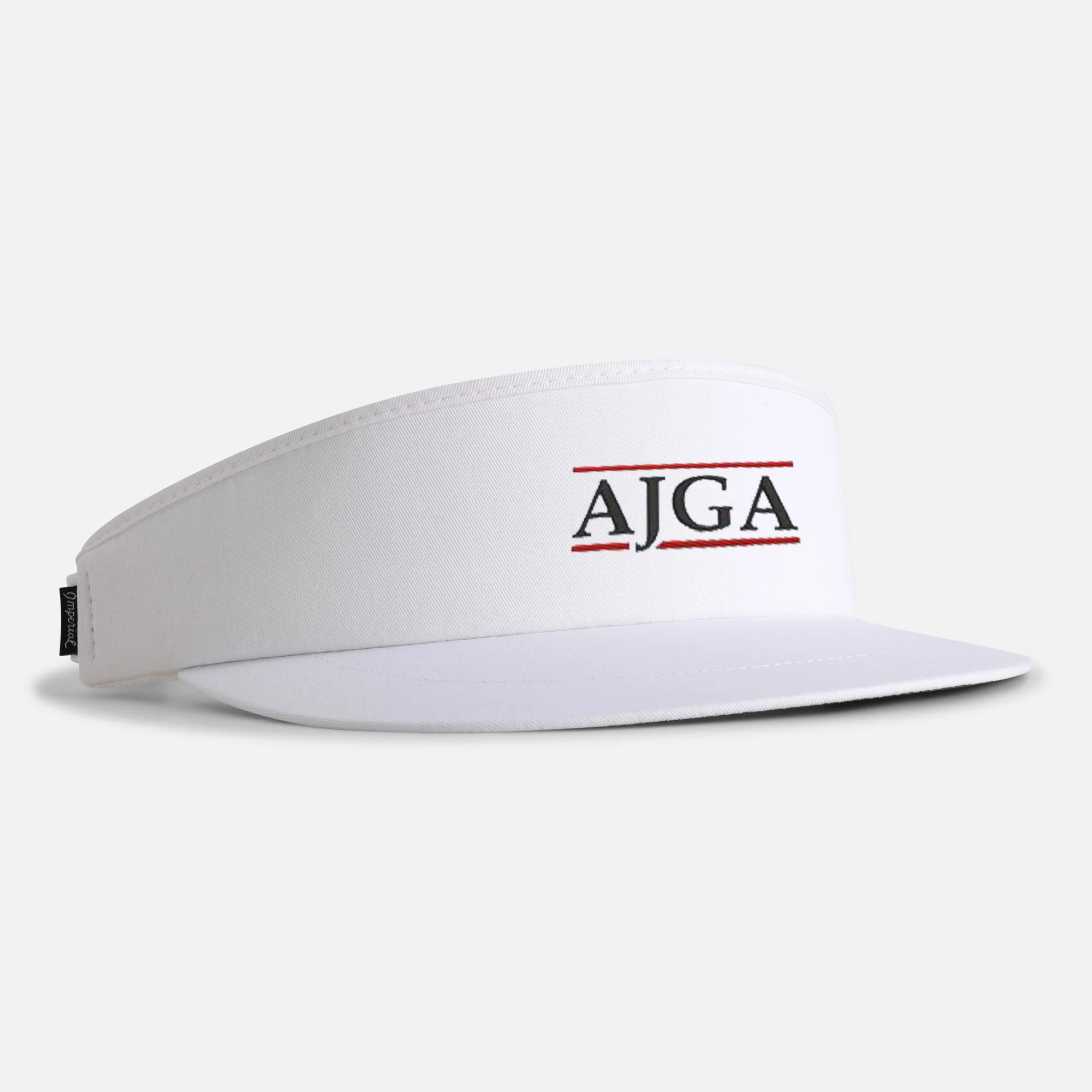 Tour Visor&reg; in white with American Junior Golf Association branding, an example of Imperial's custom event and association work.