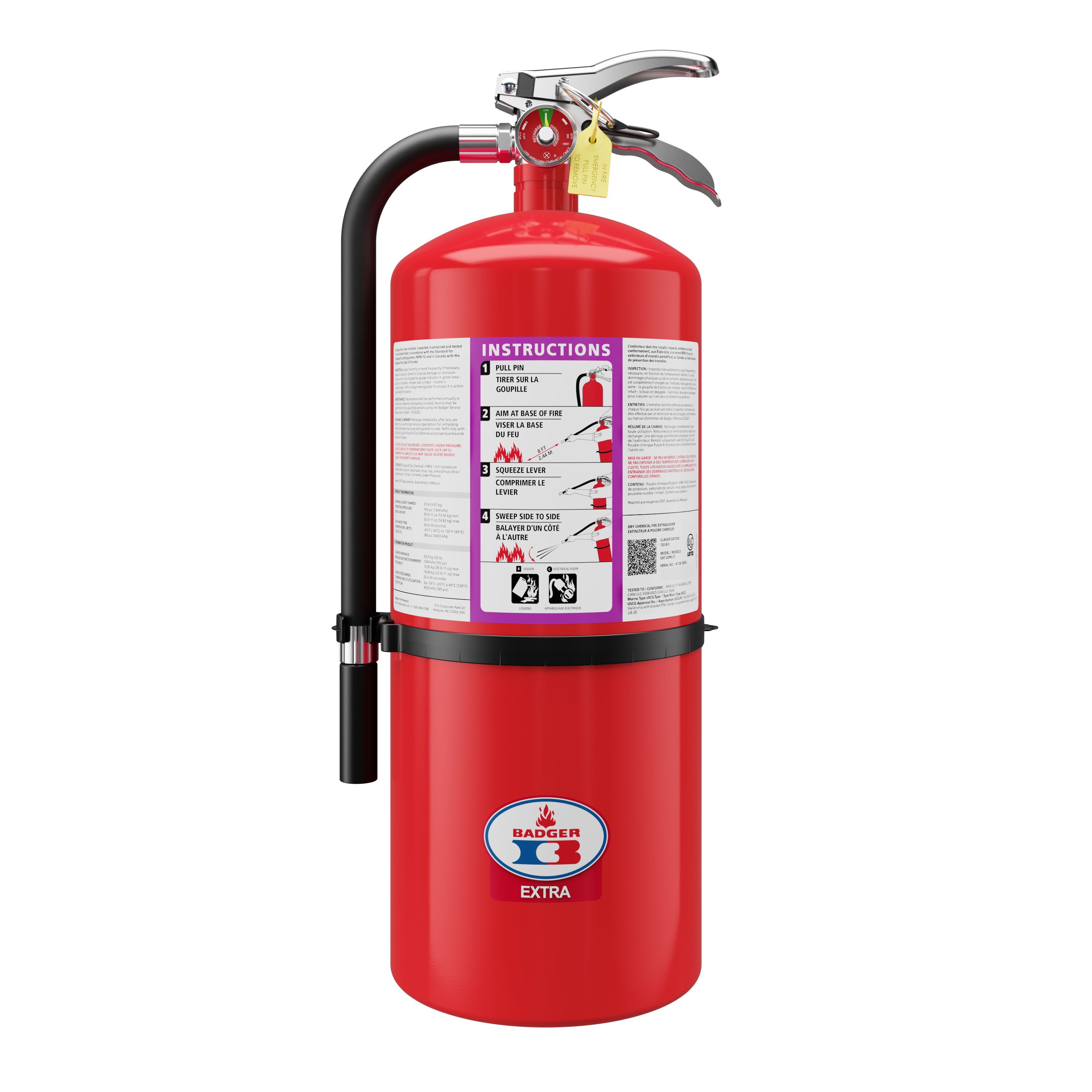 Badger Purple K 20lb 120-B:C Fire Extinguisher | Kidde Canada