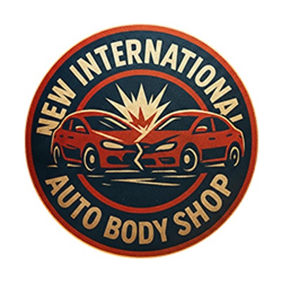 New International Auto Body Shop Logo