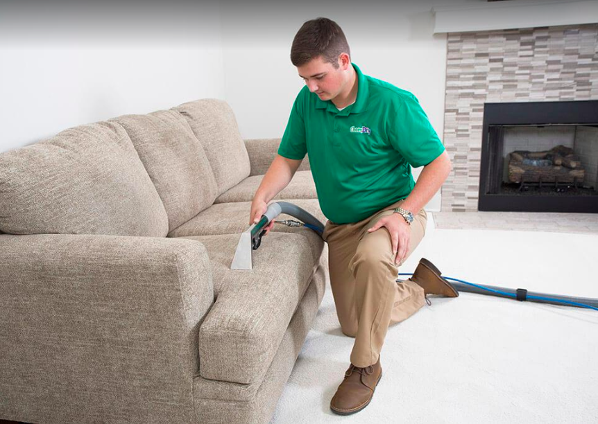 Chem-Dry tech performing upholstery cleaning in Gastonia, NC