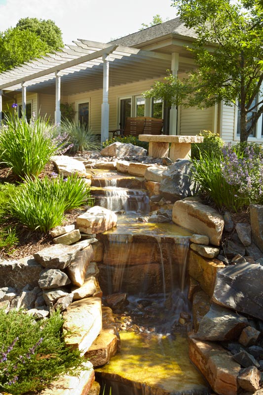photo of the waterfall feature at Aspirus Hospice House