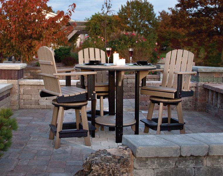 Amish Poly Patio Pub Table Set with Four Swivel Chairs