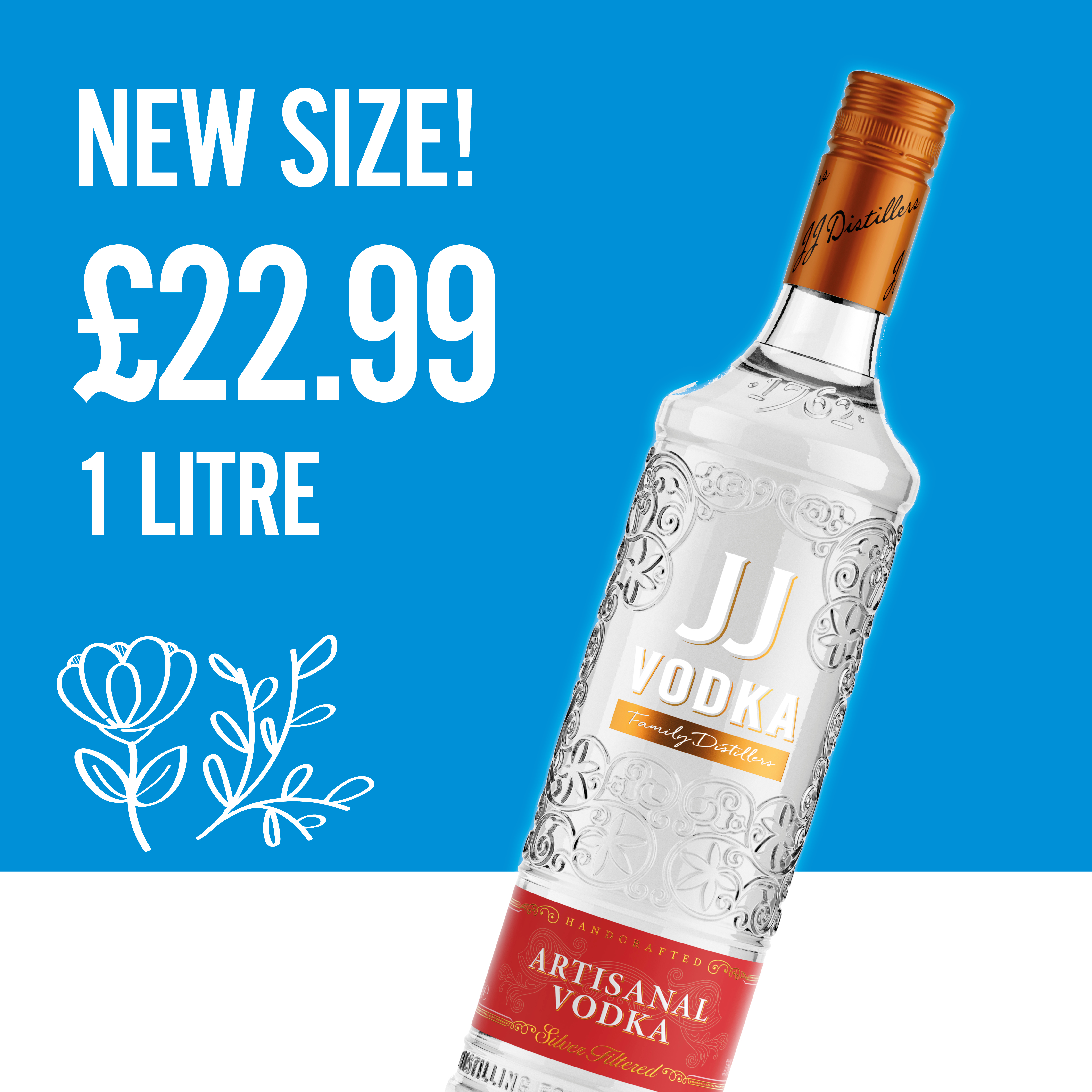 NEW SIZE - JJ whitley vodka &pound;22.99