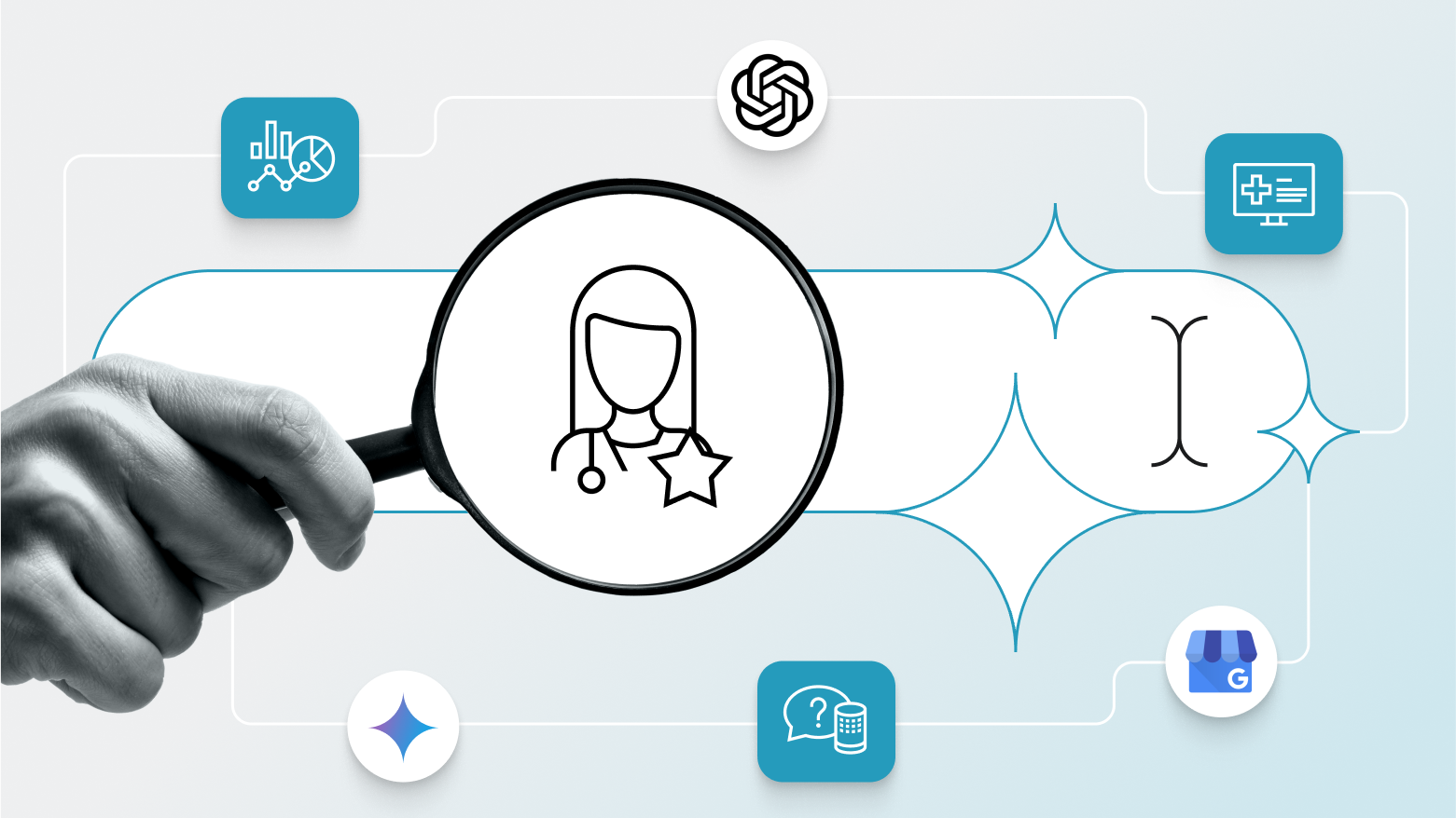 Visuel illustrant trois manières dont la recherche en ligne optimisée par l'IA transforme la découverte des patients
