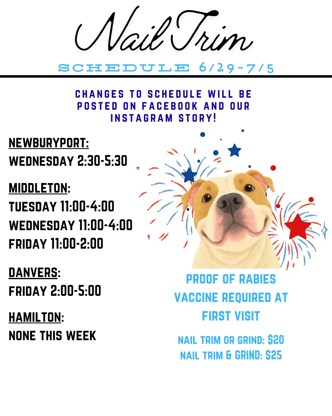 Image of Local Pet Event Nail Trims Schedule for 06/28-07/03 Nearby