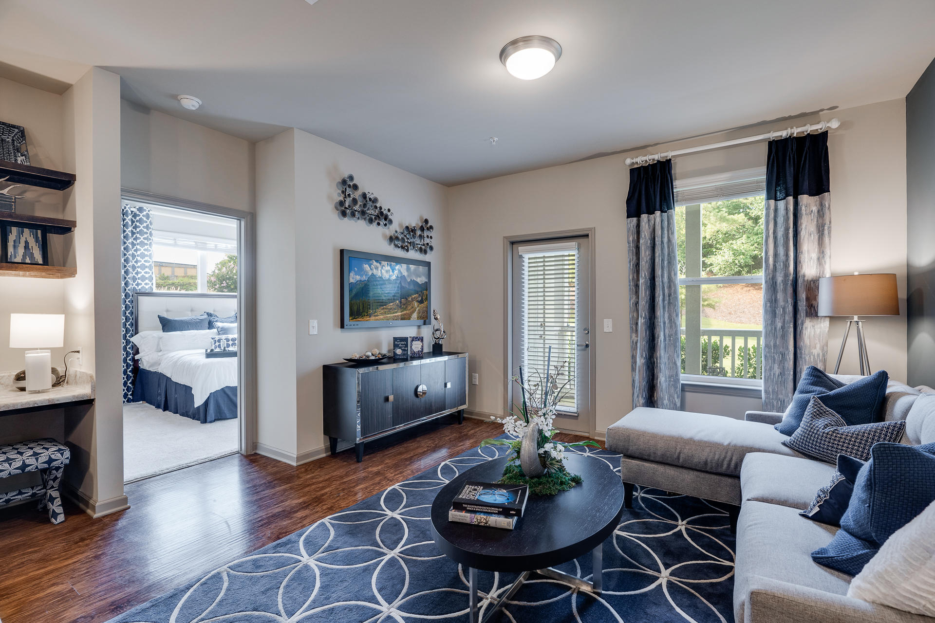 Spacious Living Room With Wood-Style Flooring