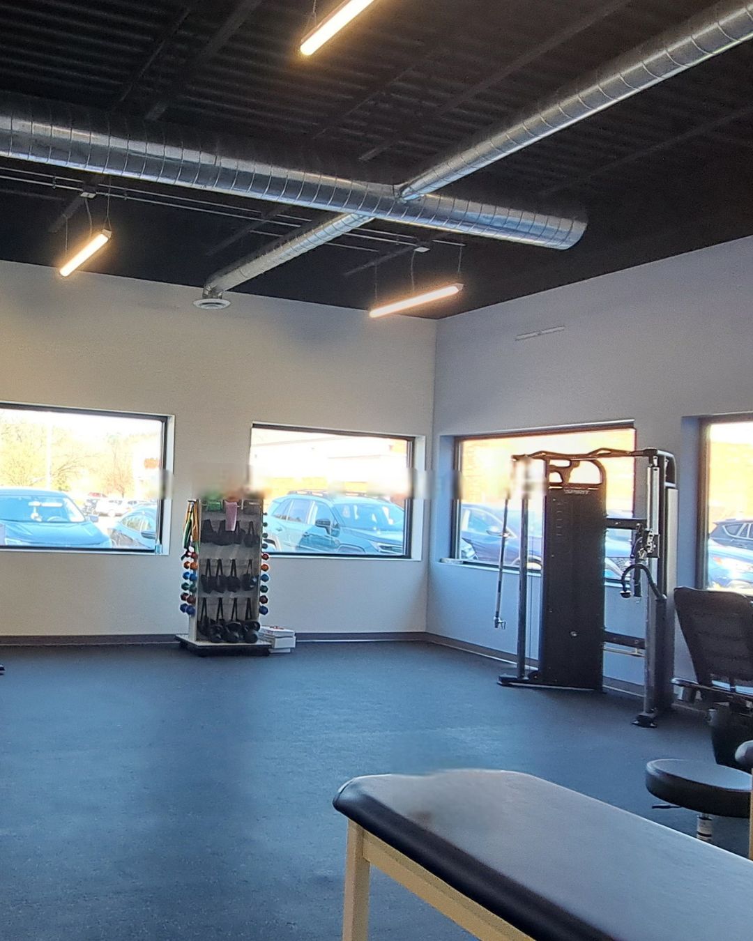 MVPT physical therapy - Ithaca - Downtown, NY open space patient care area and equipment.