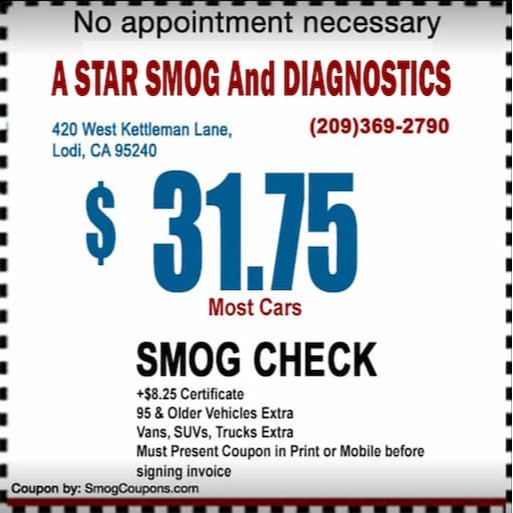A STAR SMOG AND DIAGNOSTICS - Lodi, CA 95240 - (209)369-2790 | ShowMeLocal.com