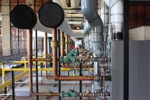 Mechanical room piping and ductwork installed by BC Ten Air