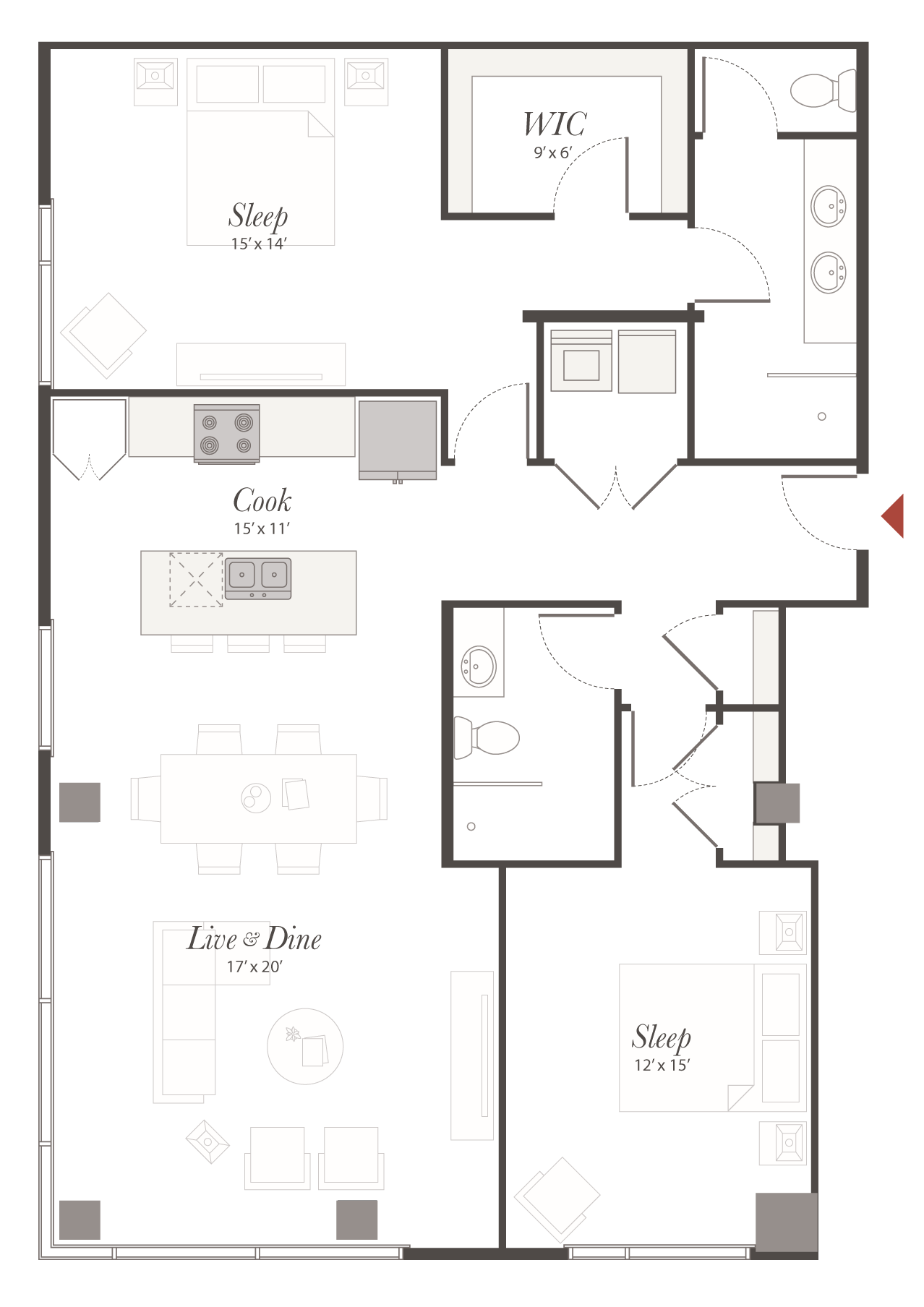 Encore T8 2 Bedroom Apartment Floor Plan