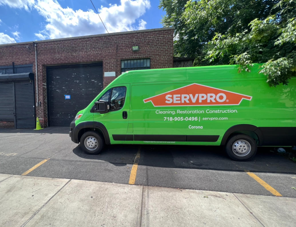 Servpro vehicle in front of the warehouse