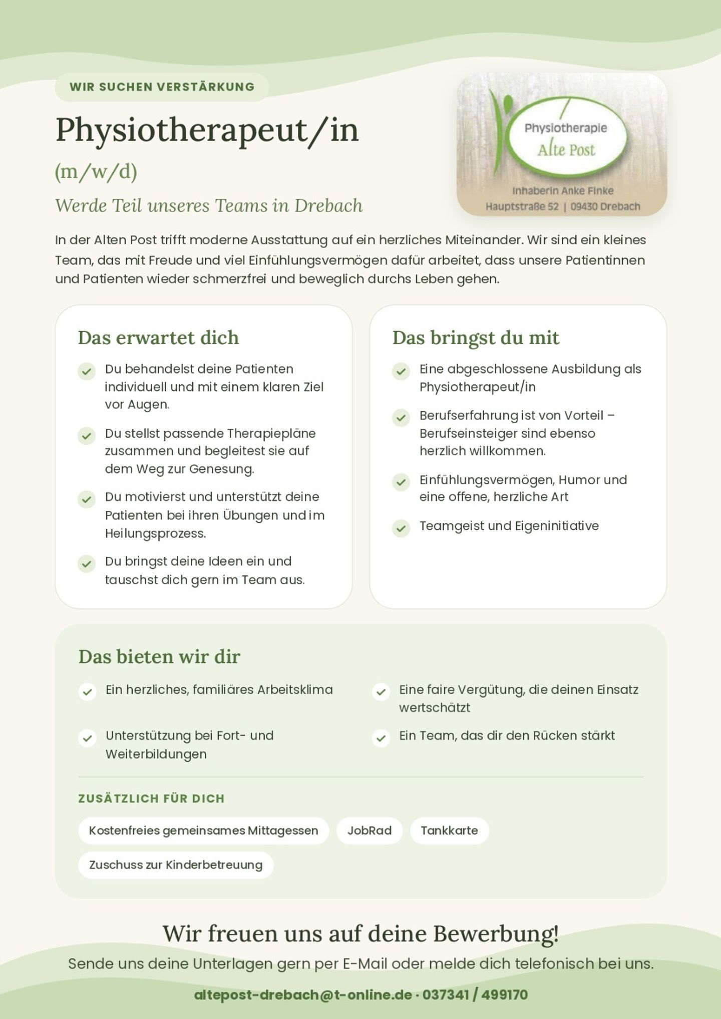 Anke Finke Physiotherapie Alte Post, Hauptstr. 52 in Drebach