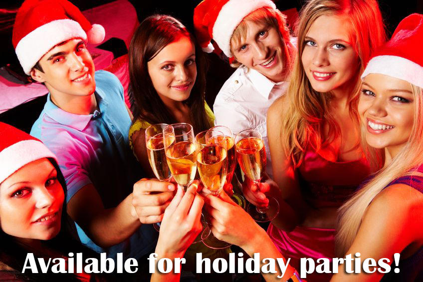 Available for holiday parties, private parties, and corporate events in the Chicago area!
