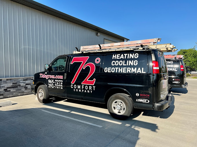 72 Degrees Heating, Cooling, Plumbing & Electrical work vans