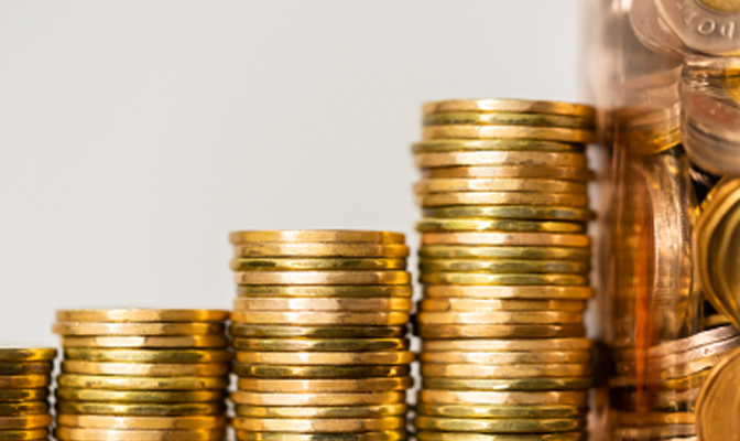 Stacks of coin.