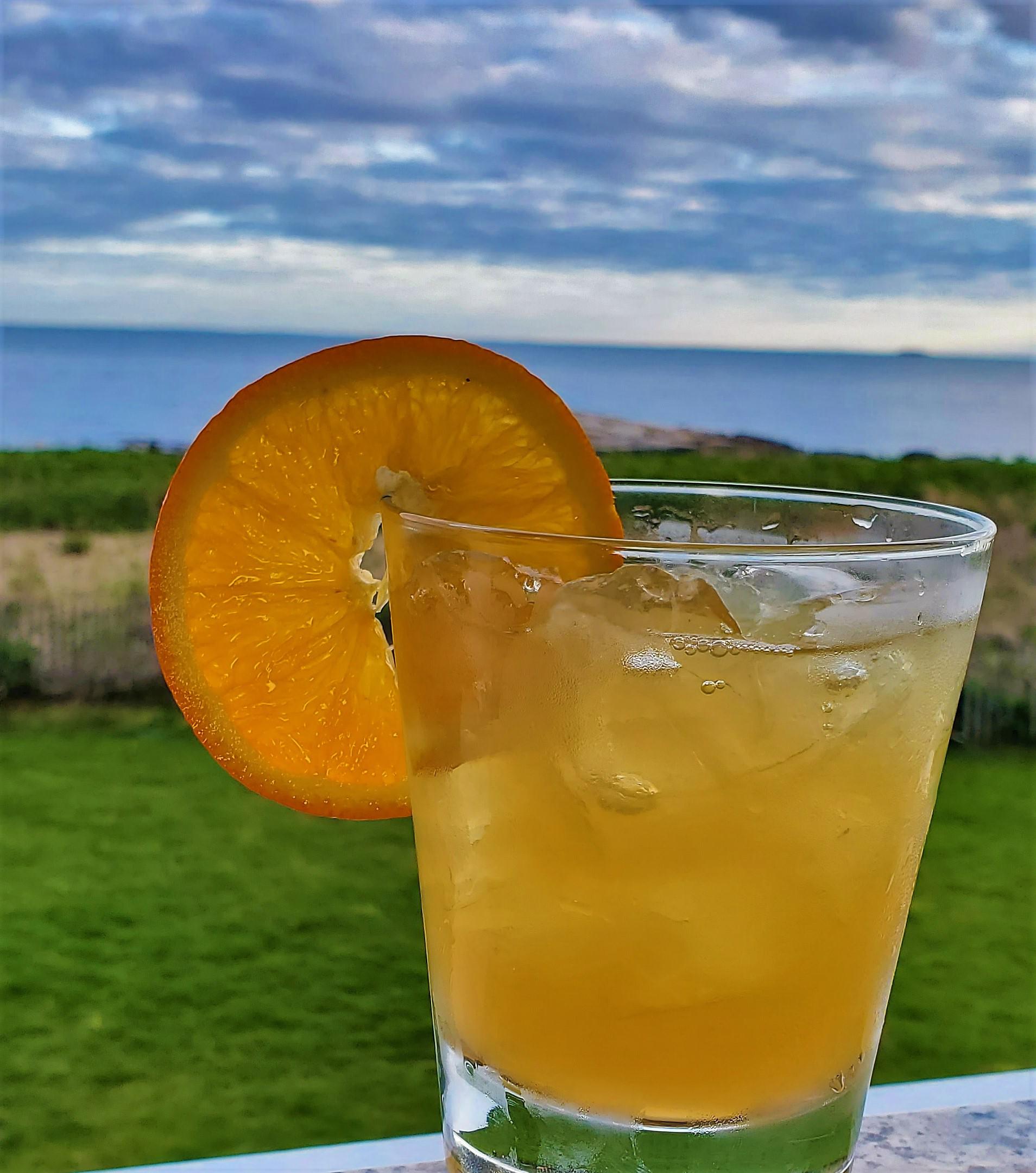 Cocktail overlooking Long Island Sound