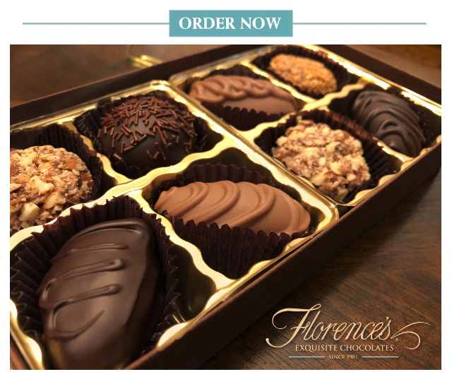 Indulge in the exquisite taste of Florence's Exquisite Chocolates, handcrafted right here in Rexburg, Idaho. This image offers a close look at a selection from one of our premium chocolate boxes, showcasing the variety and artistry of our confections. Featuring an assortment of rich milk and dark chocolates with tempting fillings and coatings, a box from Florence's is the perfect gourmet gift for any occasion, including making Mother's Day extra special. Order now and experience the luxury of Florence's.