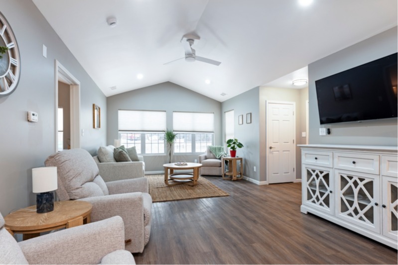 Inside a Brookwood Estates of Taylor residence. Our 1,100-square-foot two-bedroom condominiums offer spacious, open layouts designed for comfortable, maintenance-free senior living.