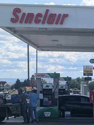 Sinclair gas station fueling island