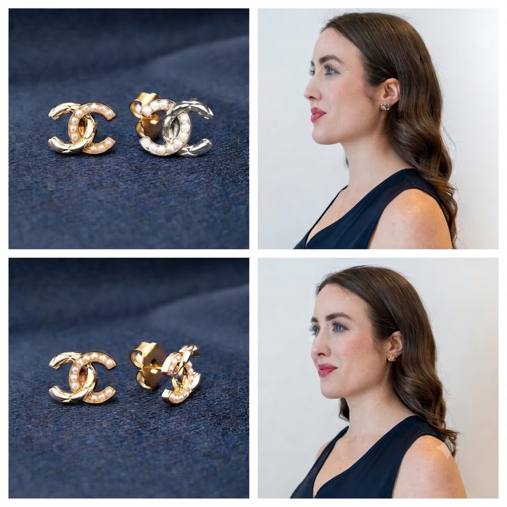 The Downtown mini stud earrings feature a sleek cutout design with subtle pearl accents, inspired by the Pearls and Curls collection. Available in polished gold and silver finishes for everyday wear.