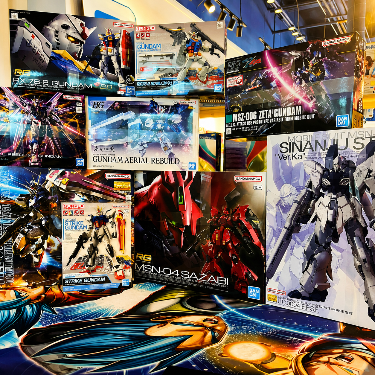 The Irvine Spectrum Center is hosting a Gundam Base Mobile Pop-Up until March 16. Various models are 