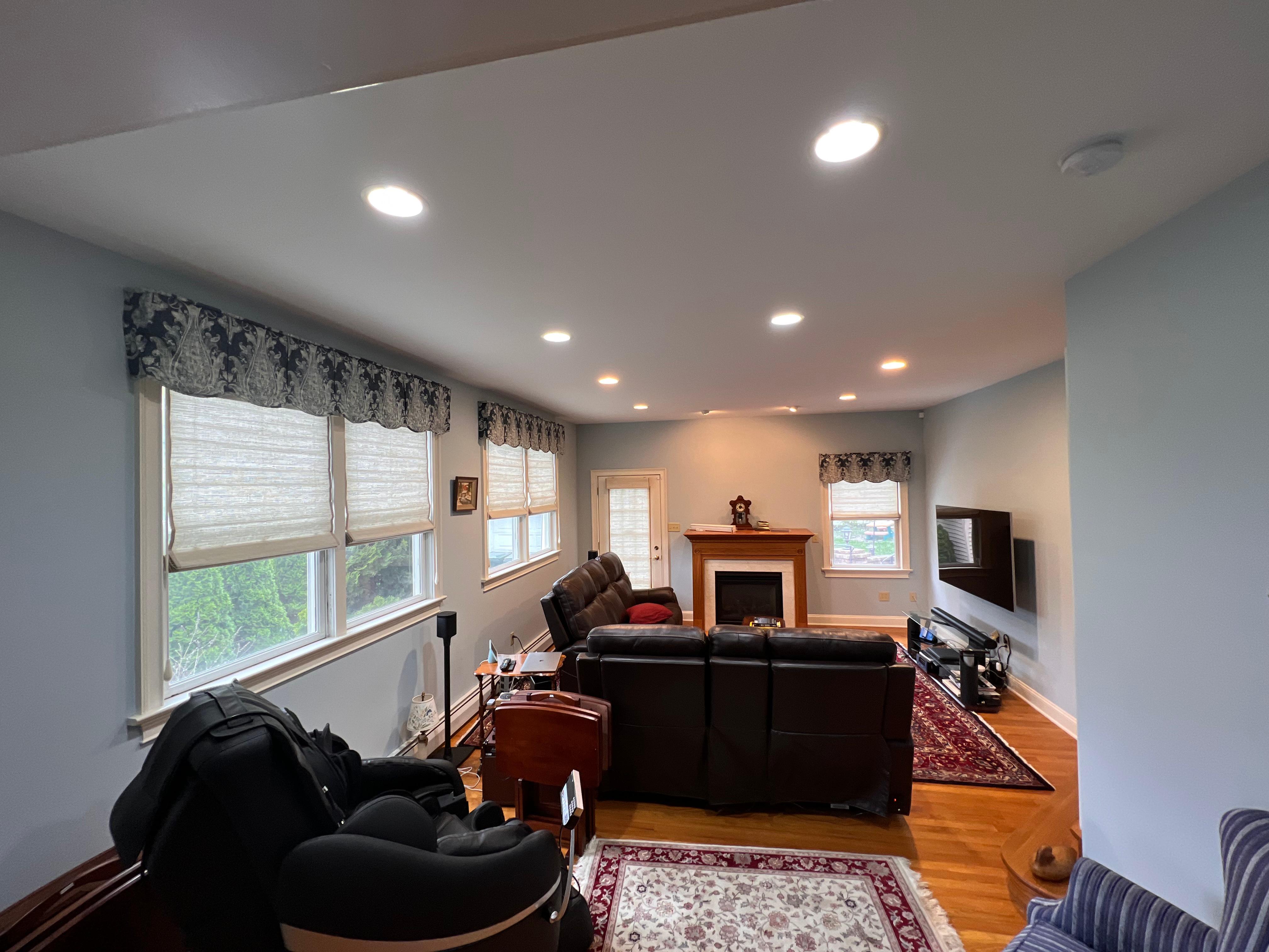 Beautiful woven woods shade with board mounted valance.