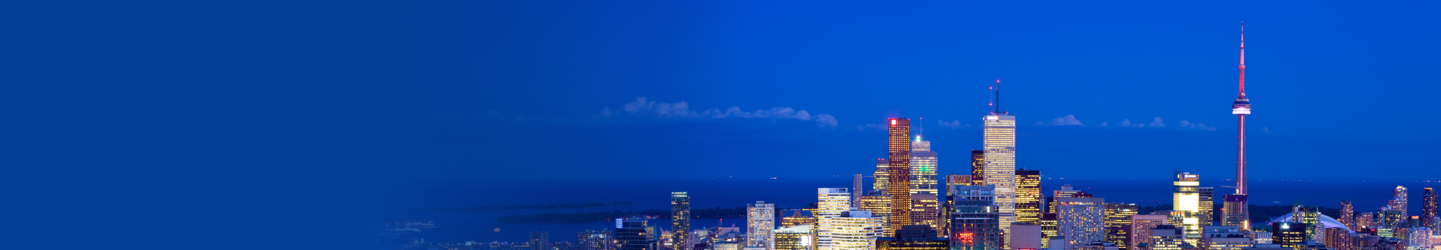 Toronto skyline at night.